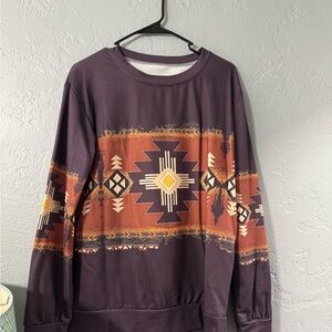 Tribal Print Sweatshirt in Purple and Orange
